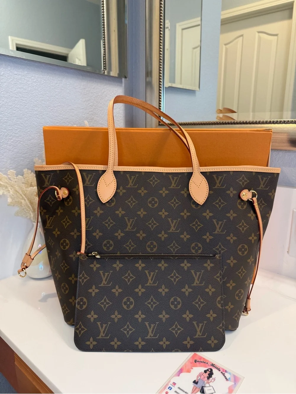 🎀 LOUIS VUITTON Monogram Canvas Neverfull MM NM Bag